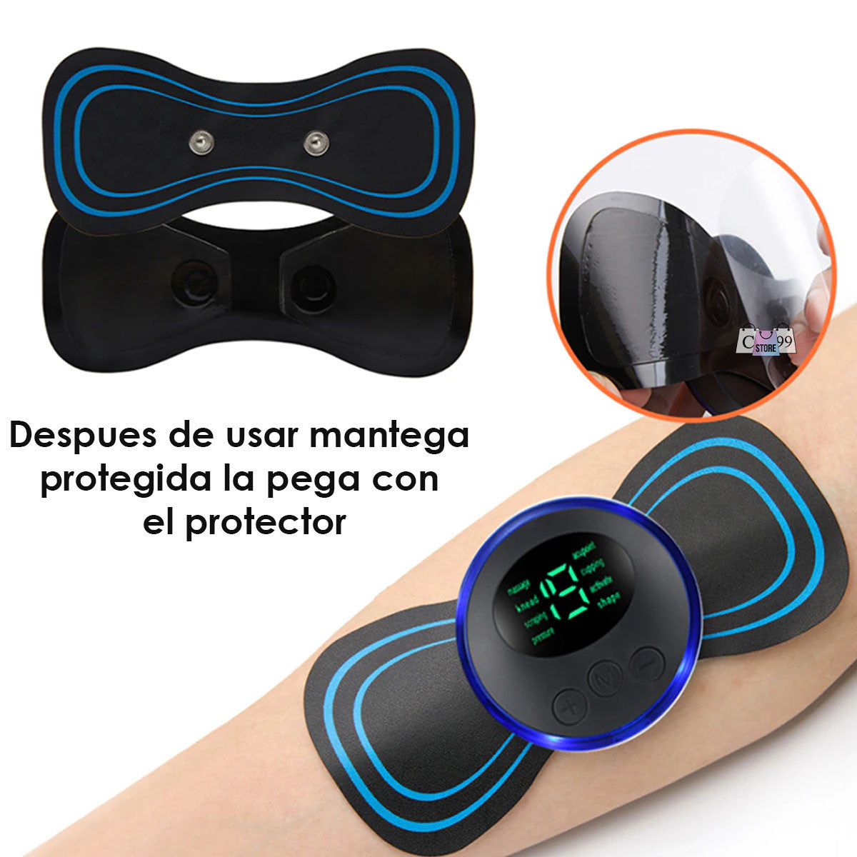 MINI MASAJEADOR CERVICAL ELÉCTRICO RECARGABLE USB + ESTIMULADOR MUSCULAR EMS GLÚTEOS Y CADERA