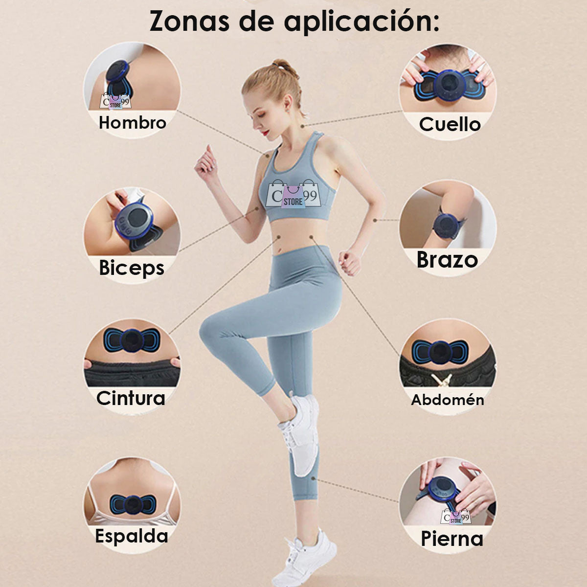 MINI MASAJEADOR CERVICAL ELÉCTRICO RECARGABLE USB + ESTIMULADOR MUSCULAR EMS GLÚTEOS Y CADERA